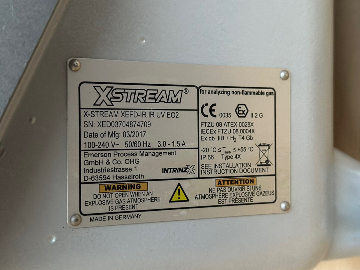 EMERSON X-STREAM XEFD-IR IR UV EO2 SN: XED03704874709 ROSEMOUNT
