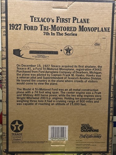 WINGS OF TEXACO - 1927 Ford Tri-Motor Monoplane Coin Bank - #7 Ertl - Picture 8 of 8