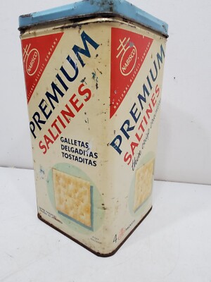 Vintage Nabisco Premium Saltine Crackers Tin Original Advertising