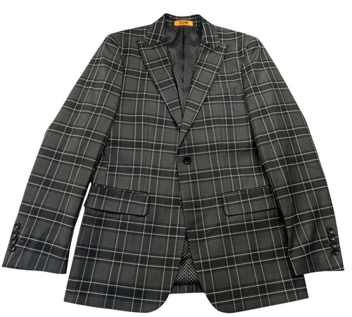 Steven Land Mens Sport Coat 36R Modern Gray Windowpane Flannel Sandro Blazer EUC - Picture 9 of 9