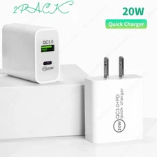 2Pack QC 3.0 Fast Wall Charger 20W USB C Adapter For iPhone Samsung Android iPad