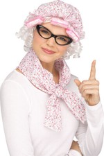 Grammy Old Woman Kit 3pc Women Costume Accessory Set, Pink White, One-Size