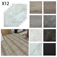 12/24pcs Vinyl Floor Tiles Self Adhesive Marble Grip Flooring Kitchen Bathroom