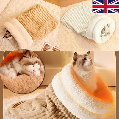 Winter Warm Cat Nest Sleeping Bag Cozy Soft Pet Bed Semi Enclosed Plush Cats Bed