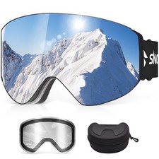 Ski Goggles, Snowboard Goggles with 2 UV400 Anti-Fog Detachable Magnet Lenses...