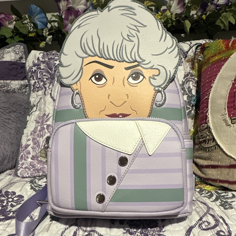 The Golden Girls Mini Backpack Purple Character Face Design Lady Pines