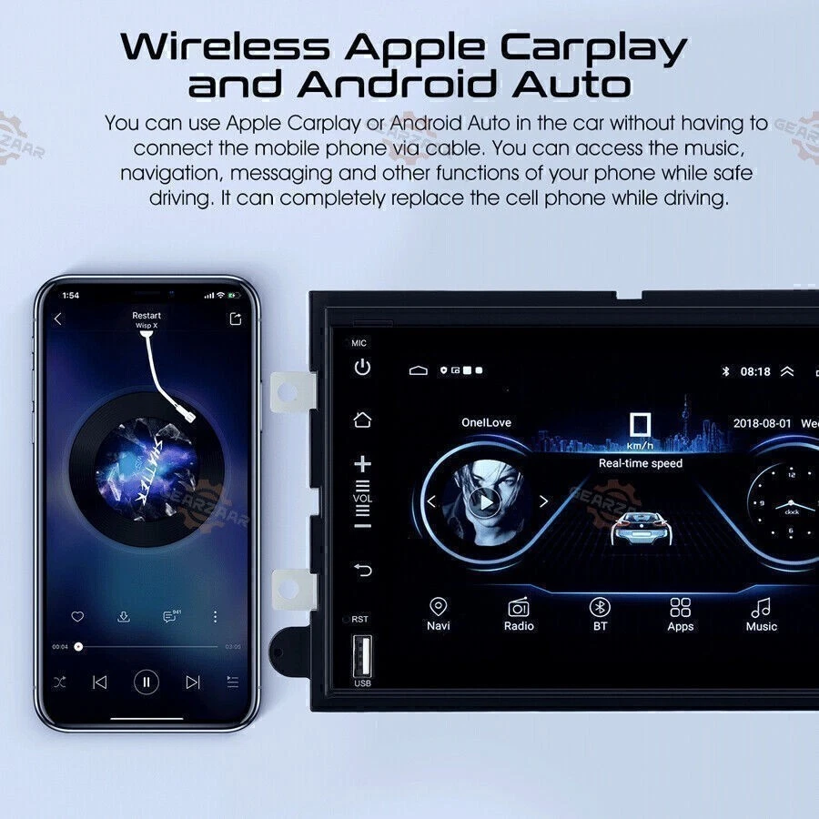 Para Ford Mustang 2005-2009 Apple Carplay Radio Coche Android 12 Reproductor Navegación GPS S Foto 3 de 4