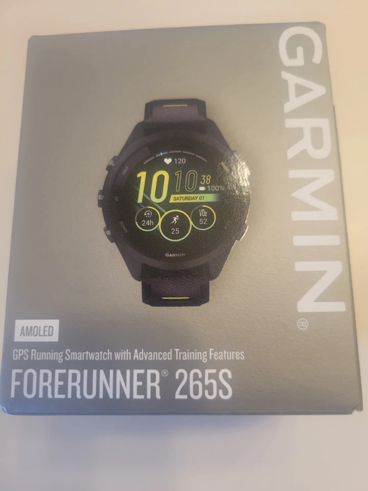 Reloj inteligente Garmin Forerunner 265S GPS para correr pantalla AMOLED negro amplificador amarillo Foto 4 de 4