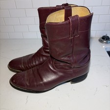 Justin Jackson Boots Men's 13D Leather Roper Western Cowboy Soft Toe Burgundy