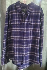 Woolrich Mens  Flannel Shirt Jacket XL Blue White Plaid Pockets Shacket Outdoors