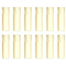 - 12 Pack - 4 inch Ivory Plastic Drip Candle Covers with 13/16 inch Inside Di...