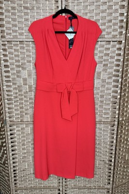 Gok Wan X TU Red V-Neck Bow Detail Figure Enhancing Pencil Midi Dress Size 14