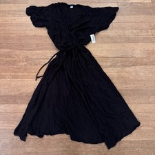 NWT Old Navy black short sleeve a-line midi wrap dress size medium M b71