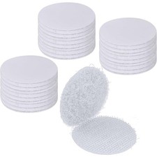 Self Adhesive Hook and Loop Dots 24 Pairs 1.5 Inch Round Sticky Tape White