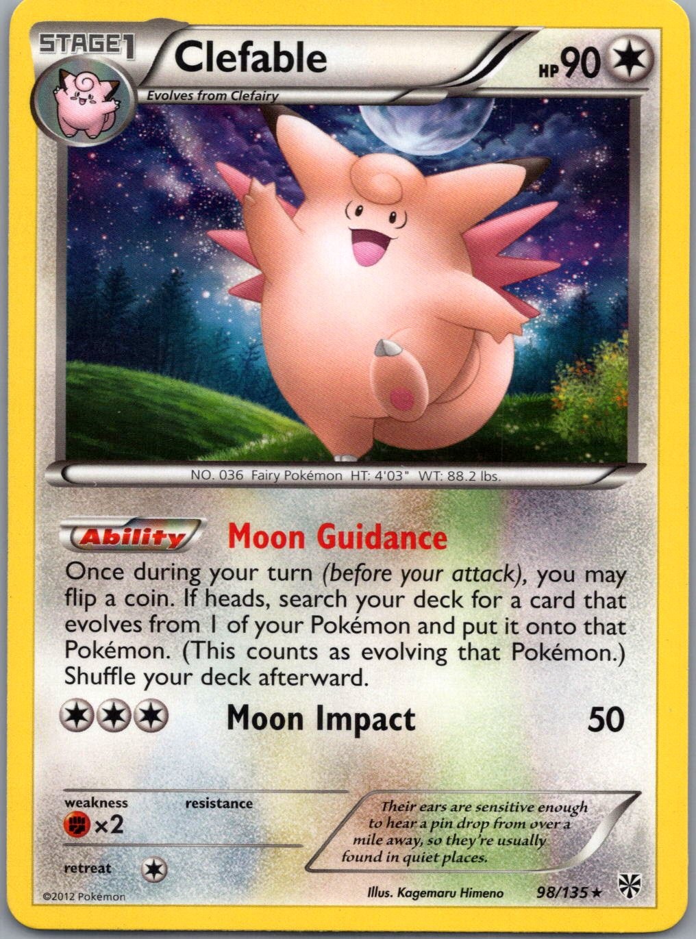 Clefable 98/135 Rare Plasma Storm Pokemon Lightly Played
