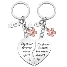 Best Friend Keychain for 2 Long Distance Friendship Gifts for Women Bestie