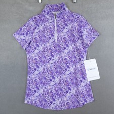 NWT Ibkul T Shirt 1/4 Zip Pullover Short Sleeves Performance XS Briana Plum Golf