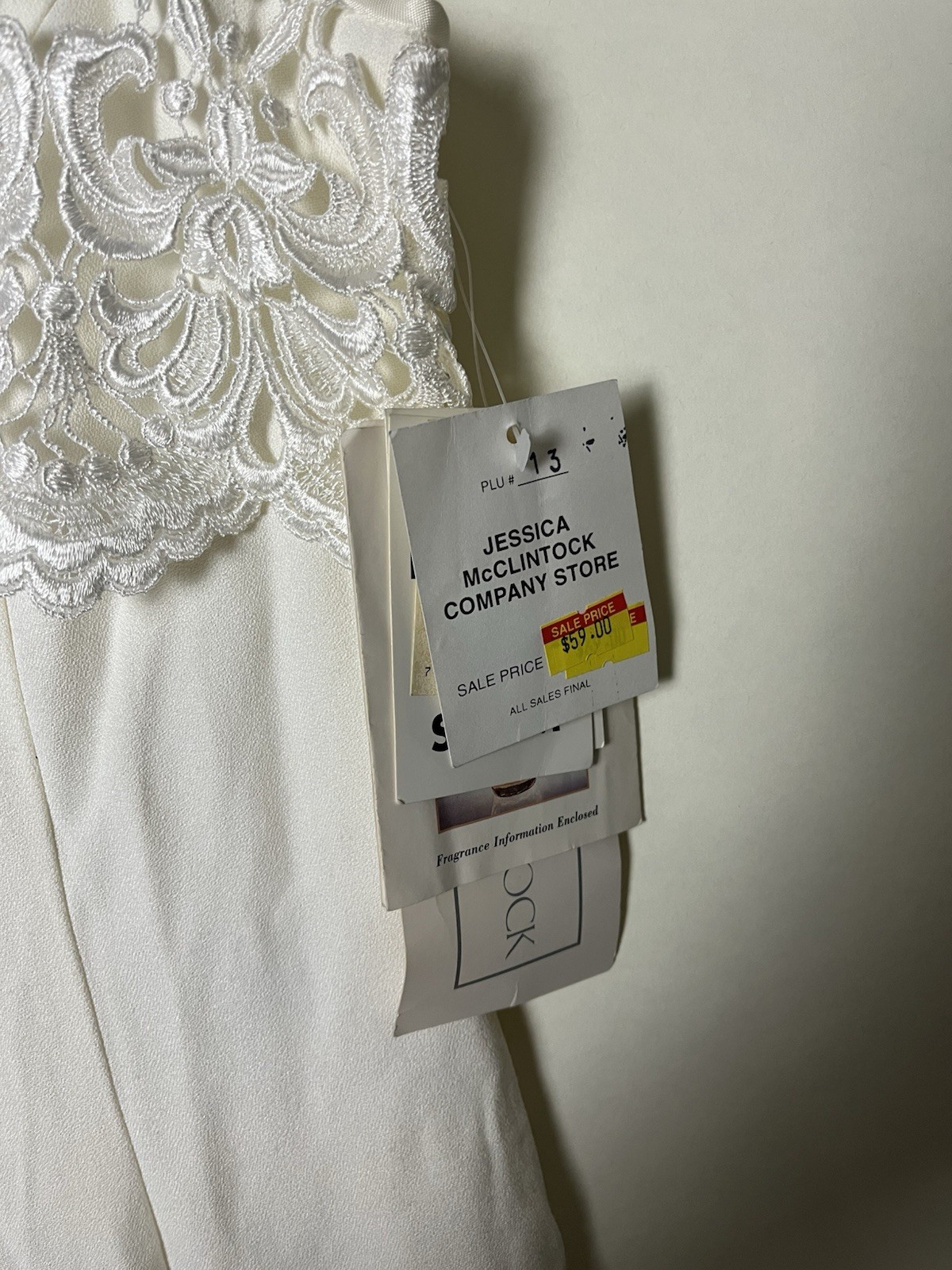 Vintage NWT Scott McClintock Gunne Sax Long Dress White Lace 8