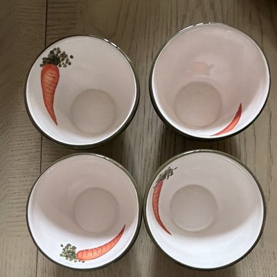 Pacific Rim Hand Painted China Bowls Set of 4 Carrot Vegetable Microwave Safe