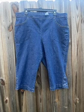 Just My Size Classic Capri Pants Womens Plus Size 2X (18W/20W) Pull On Blue Jean