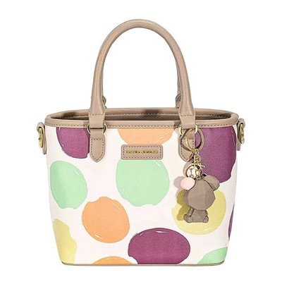 David Jones Tote Bag Colorblock Dot Small Casual Zipper Charm Handbags