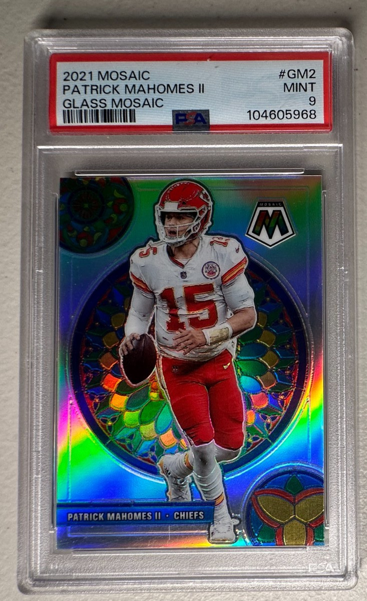 PSA 9 2021 Panini Mosaic Glass Mosaic #GM2 Patrick Mahomes II Chiefs