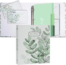 Recipe Binder with Plastic Sleeves, Full Page Cards and Dividers, Recipe Binder
