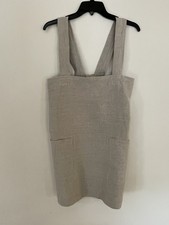 Rough Linen Apron / Pinafore / Smock with Pockets - Natural Linen Color