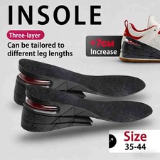 3 Layer 7cm Height Increase Insoles Invisible Elevator Pads Arch Support Unisex
