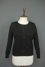 COACH Black Viscose Blend Raglan Sleeve Button Front Cardigan Sweater Size S