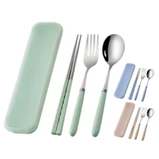 Travel Utensils With Case Stainless Steel Flatware Kitchen Camping Flatware Sets