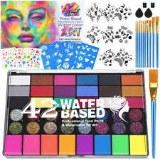 Professional Face Painting Kit – 42 Color Water Activated Facepaint Makeup Ki...