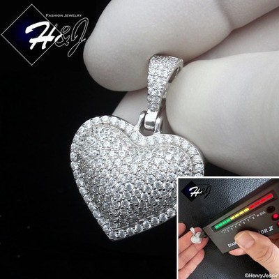 WOMEN SOLID 925 STERLING SILVER 1CT MOISSANITE 3D DOUBLE HEART PENDANT*MSP552