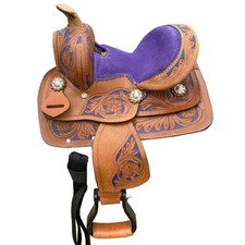 Western Barrel Racing Horse Saddle Handmade Leather Tooled Trail Tack Equestrian