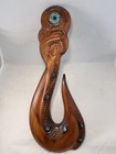 Hand Carved NZ Maori Te Matau A Maui Fish Hook Paua Shell Wall Art New Zealand — photo 1