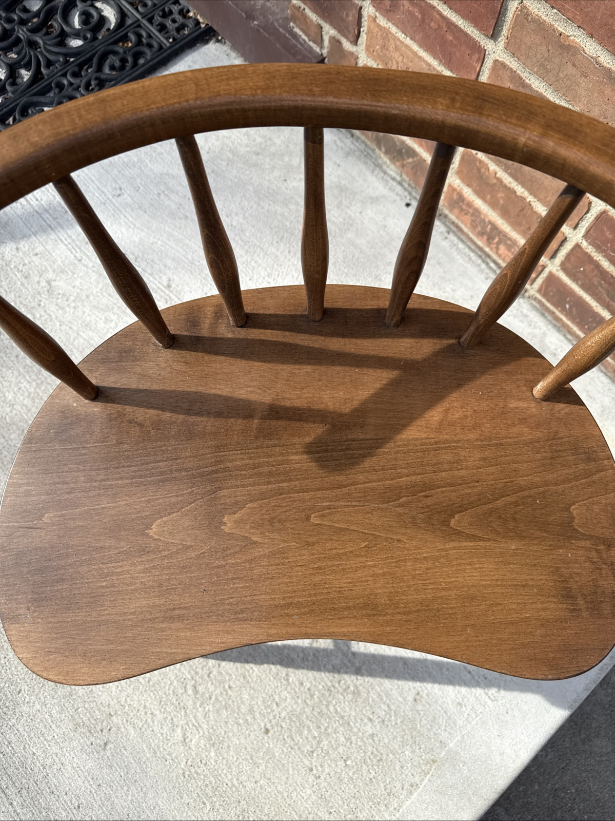 Mid Century Kidney Bean Walnut Spindle Back Vanity Chair Stool Bench Seat