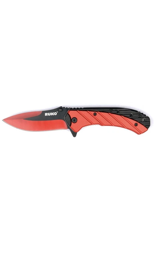 ¡Nuevo! Cuchillo Plegable RUKO EDC Rojo Negro Clip de Cinturón Hoja de Acero Inoxidable   Foto 3 de 4