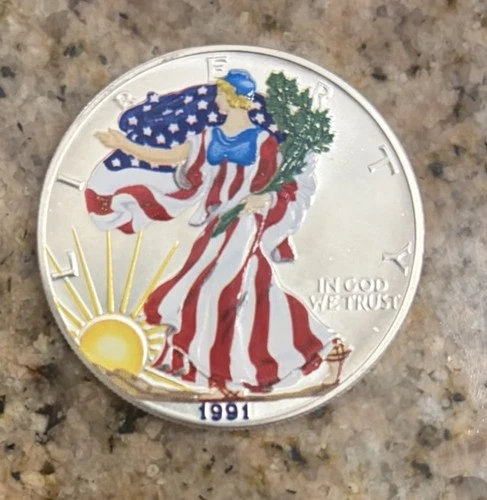 1991 Colored Silver American Eagle One Ounce Coin Uncirculated