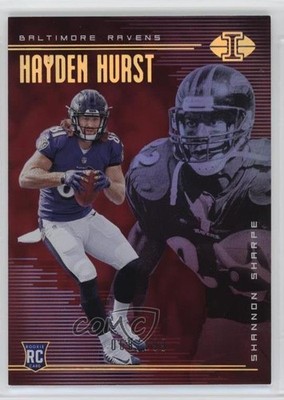 2018 Illusions Trophy Collection Red Hayden Hurst Shannon Sharpe Rookie RC bn5