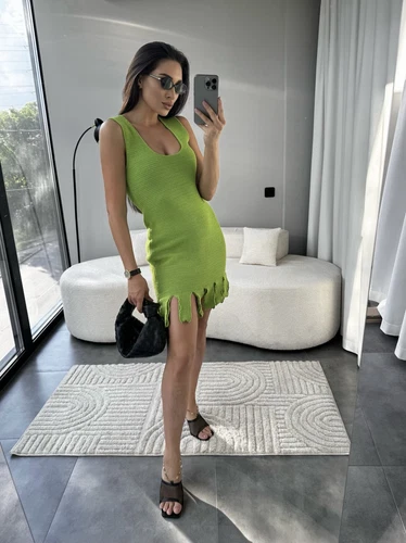 Gonna abito girocollo verde Bottega Veneta taglia S