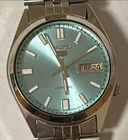 Vintage Seiko 5 Automatic Men's Watch Sky Blue Dial Japan Day/Date Working 7009