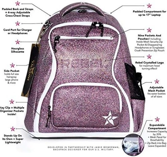 Mochila de poliéster azul marino con cremallera blanca Foto 3 de 3