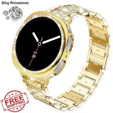 DEALELE Bands and Case for Samsung Galaxy Watch 8 40/44mm Bling Rhinestone Cover