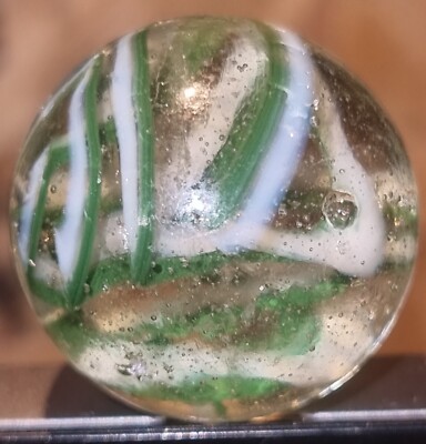 Schleierglas Vintage Marmor grün & weiß Drahtzug Typ 4, 7/8 Zoll.