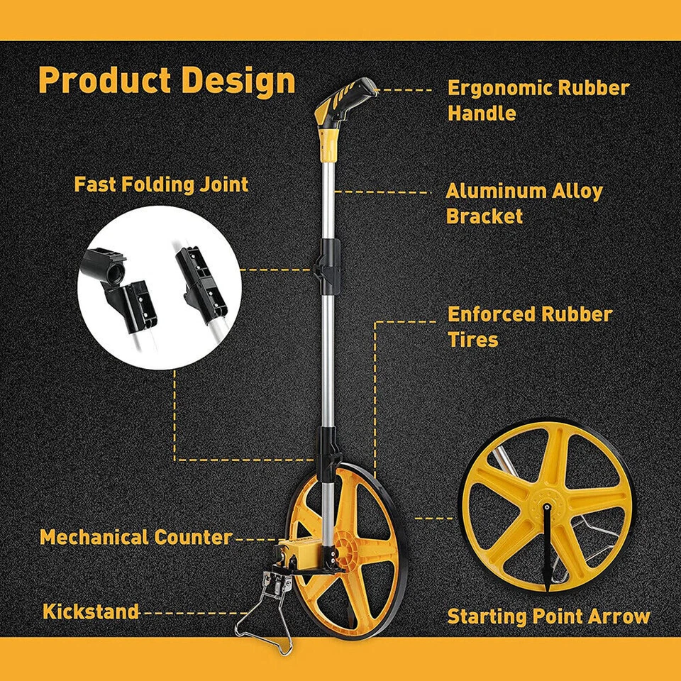 Rueda métrica de distancia plegable PREXISO 9999 pies cinta métrica 16 pies/5 m, con bolsa Foto 4 de 4