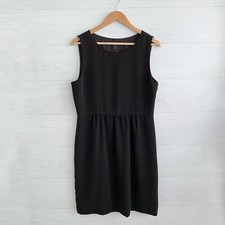 J.Crew - Black chiffon sheath dress pleated waist, sz 12