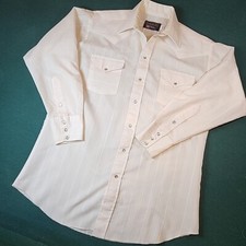 Vntg Panhandle Slim Pearl Snap Shirt Men 16x32 White Western Rodeo Made USA
