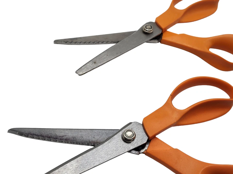 LOT of 3 Fiskars Scissors Pinking Shears Titanium Orange Handle Zig Zag Cut 9"+ - Image 4 of 4