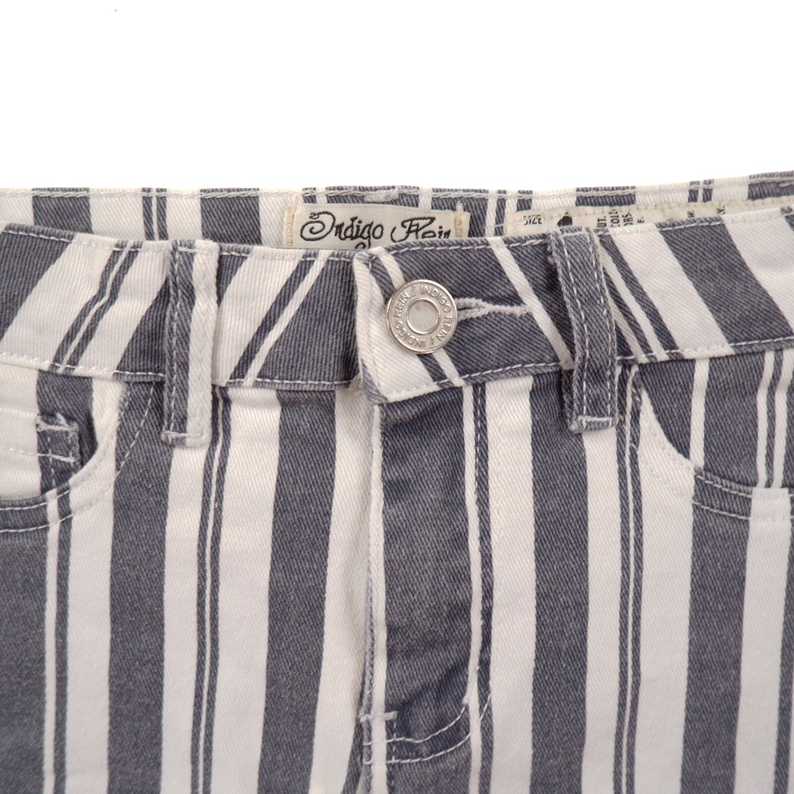 Short En Jean Rayé Bleu Et Blanc - Taille 7 Juniors - Mossimo Supply Co. - Occasion TBE