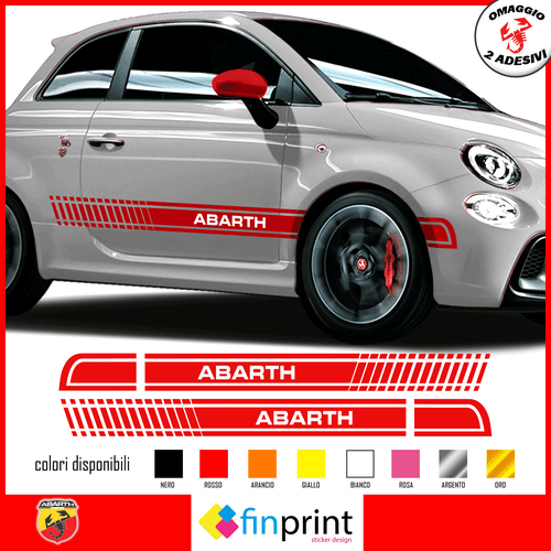 fasce fiancate FIAT 500 ABARTH ASSETTO CORSE adesivo fiancate stickers adesivi - Foto 2 di 3